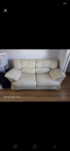 Beige solid leather seater - solid,