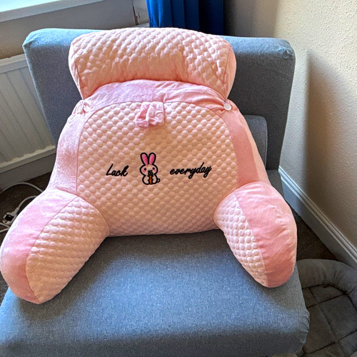 Pink rabbit reading - rabbit, pillow